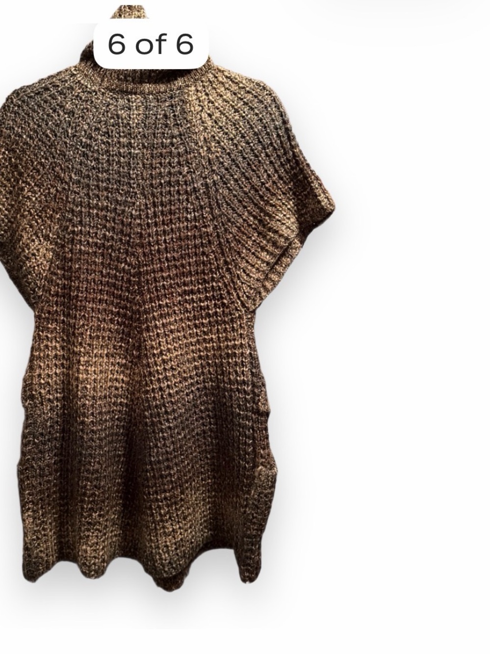 Chunky Brown Knit Poncho Sweater - Cozy Layering